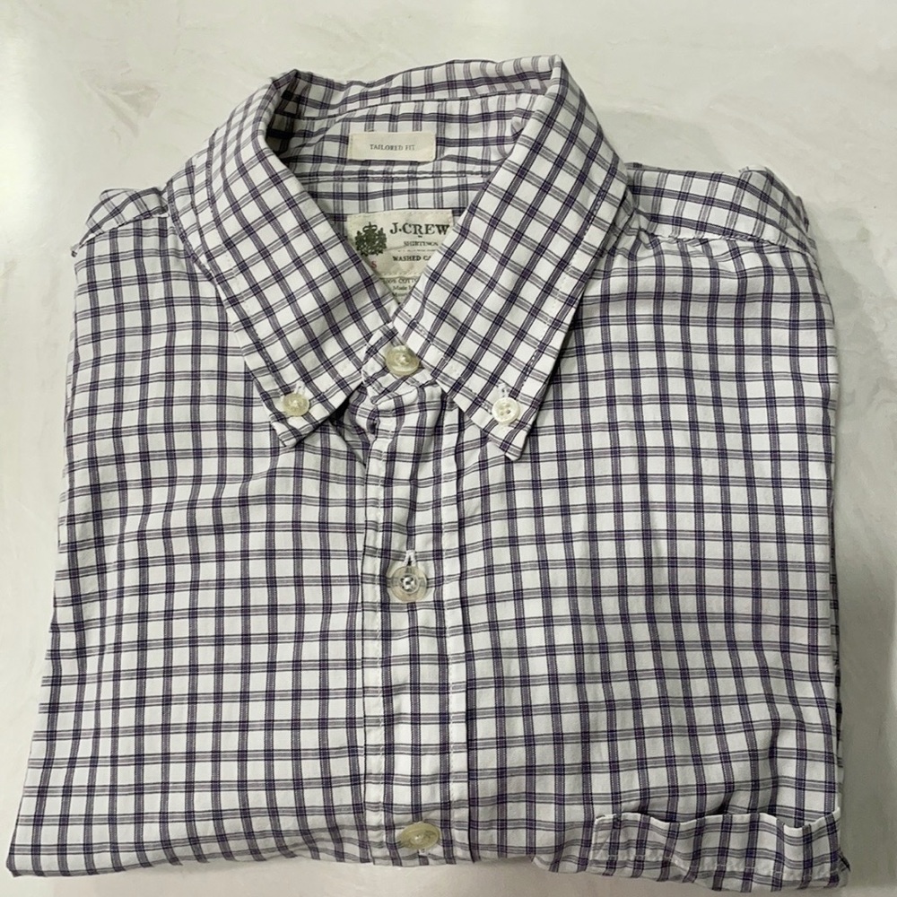 J. Crew Tailored Fit Washed Casual Button Up Shirt Checkered